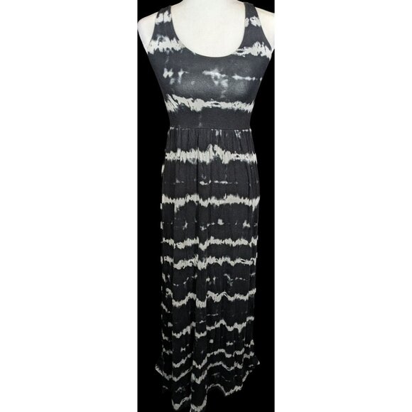 SO Black And White Tie Dye Stripe Maxi Summer Dress - Picture 1 of 3